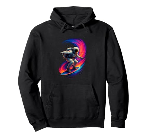 Lustiger Surf-Astronaut, bunt, Regenbogen-Weltraum, Jungen und Mädchen Pullover Hoodie von AstronautAxis1