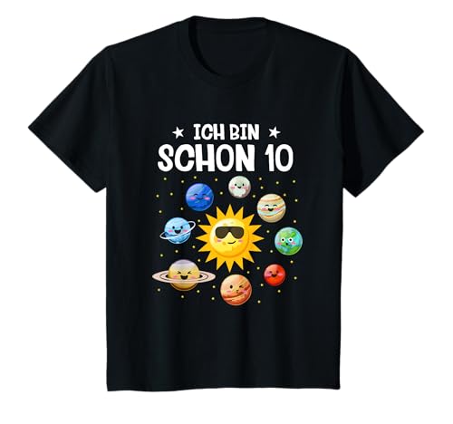Kinder Ich Bin Schon 10 Planeten Sonnensystem Geburtstag Weltall T-Shirt von Astronauten Birthday Design Shop