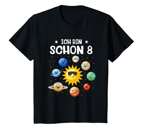 Kinder Ich Bin Schon 8 Planeten Sonnensystem Geburtstag Weltall T-Shirt von Astronauten Birthday Design Shop