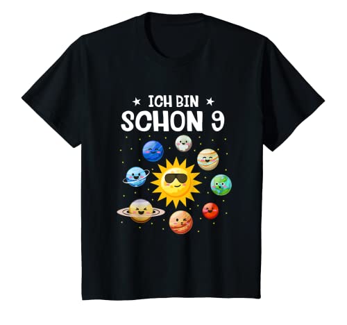 Kinder Ich Bin Schon 9 Planeten Sonnensystem Geburtstag Weltall T-Shirt von Astronauten Birthday Design Shop