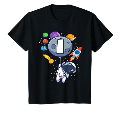Kinder Astronaut 1 Jahr Raumfahrt Weltraum 1. Geburtstag Junge T-Shirt von Astronauten Planet Kindergeburtstag Geschenke