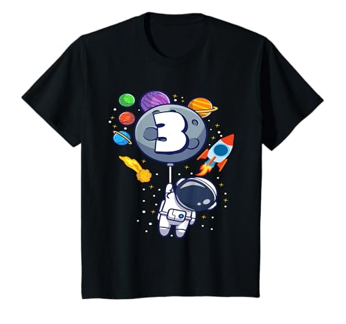Kinder Astronaut 3 Jahre Raumfahrt Weltraum 3. Geburtstag Junge T-Shirt von Astronauten Planet Kindergeburtstag Geschenke