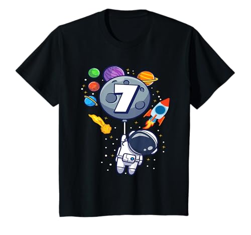 Kinder Astronaut 7 Jahre Raumfahrt Weltraum 7. Geburtstag Junge T-Shirt von Astronauten Planet Kindergeburtstag Geschenke