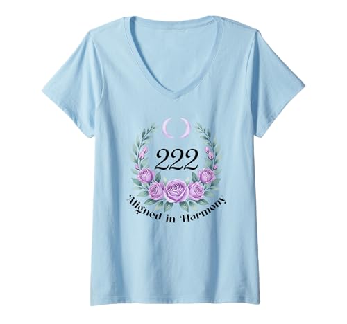 Damen 222 Engel Nummer Spirituelle Astrologie Numerologie T-Shirt mit V-Ausschnitt Damen 222 Engel Nummer Spirituelle Astrologie Numerologie T-Shirt mit V-Ausschnitt von Astronomical Apparel