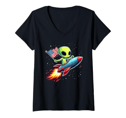 Damen Alien Außerirdischer Für Einen Weltraum Liebhaber T-Shirt mit V-Ausschnitt Damen Alien Außerirdischer Für Einen Weltraum Liebhaber T-Shirt mit V-Ausschnitt von Astronomie Kleidung & Weltraum Idee