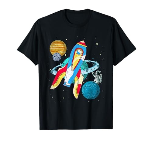 Planeten Rakete Kosmonaut Astronom Kinder Weltall Astronaut T-Shirt von Astronomie Weltall Kinder Astronaut Shirts