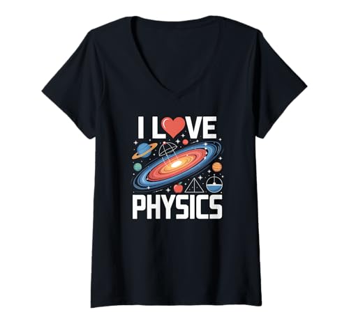 Damen Ich liebe Physik, Planetologie, Kosmos T-Shirt mit V-Ausschnitt von Astronomy Physics Enthusiasts Universe