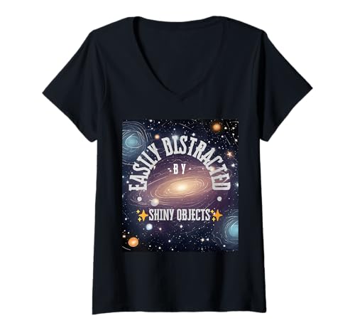 Damen Lustige astronomische Körper als glänzende Objekte T-Shirt mit V-Ausschnitt Damen Lustige astronomische Körper als glänzende Objekte T-Shirt mit V-Ausschnitt von Astronomy