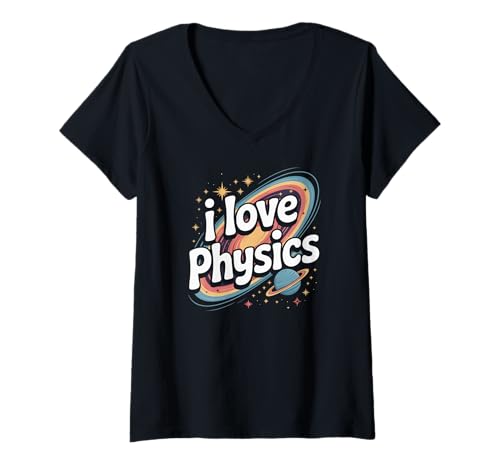 Damen Ich liebe Physik, Galaxien, Planeten, Astronomie T-Shirt mit V-Ausschnitt Damen Ich liebe Physik, Galaxien, Planeten, Astronomie T-Shirt mit V-Ausschnitt von Astrophysics Universe Cosmic Enthusiasts