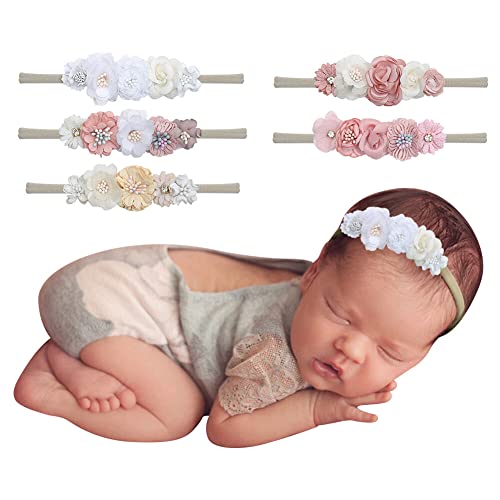 10/5 Stück Baby Schleifen Stirnband,Asudaro Elastisches Süßes Nylon Haarband Baby Handgefertigter Haarschmuck Stirnband Baby Kleines Blumen Stirnband Für Neugeborene Mädchen Kleinkinder Und Kinder von Asudaro