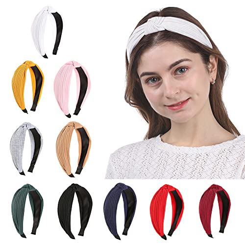 10/6 Stück Damen Stirnband,Asudaro Rutschfestes Modisches Schlichtes Mädchen-Stirnband Elastisch Gebundenes Perlenstirnband Retro Style Haarband Mode Bequeme Stirnbänder Für Frauen Und Mädchen Typ 3 von Asudaro