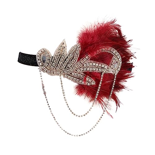 1920er Jahre Flapper Stirnband, Asudaro 1920er Jahre Feder Haarband mit Haarspangen für Frauen Mädchen, Vintage Feder Kristall Kopfschmuck Gatsby Party Zubehör für Frauen silberrot von Asudaro