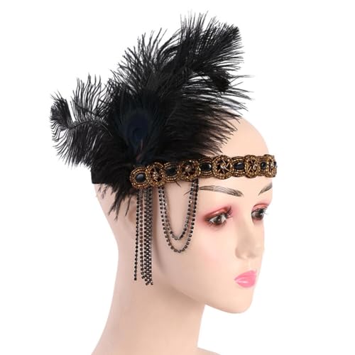 1920er Jahre Teeparty Hut Damen Pfauenfeder Haarband Quaste Haarschmuck mit Strass Fascinators Hut Feder Blumen Haarschmuck Brautschmuck Haar Clip für Cocktail Party Kirche Hochzeit Festival Typ 1 von Asudaro