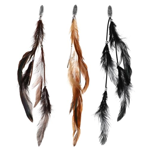 6PCS Federn Haarextensions Feder Haarspange indische Kopfbedeckung Farbe Feder Haarverlängerungen Quaste Pfau Kopfbedeckungen Faschingskostüm Karneval Halloween Verkleiden von Asudaro