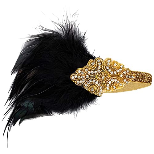 Abschlussball Stirnband, Asudaro Cosplay Party Stirnband, Vintage 1920er-1930er Jahre Strass Stirnband Frauen Mädchen Gatsby Style Vintage Feder Stirnbänder mit jedem Kleid zu gehen Typ 02 von Asudaro