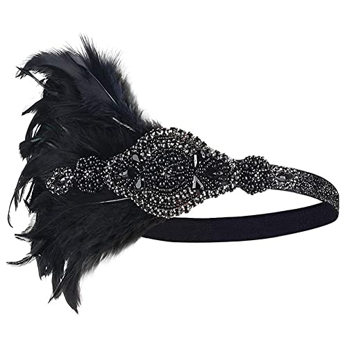 Abschlussball Stirnband, Asudaro Cosplay Party Stirnband, Vintage 1920er-1930er Jahre Strass Stirnband Frauen Mädchen Gatsby Style Vintage Feder Stirnbänder mit jedem Kleid zu gehen Typ 05 von Asudaro