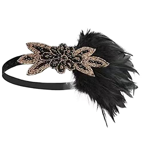 Abschlussball Stirnband, Asudaro Cosplay Party Stirnband, Vintage 1920er-1930er Jahre Strass Stirnband Frauen Mädchen Gatsby Style Vintage Feder Stirnbänder mit jedem Kleid zu gehen Typ 08 von Asudaro