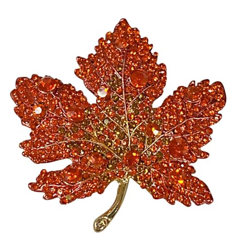 Asudaro Ahornblatt Brosche Blatt Brosche Ahornblatt Geformt Brosche mit farbigen Strasssteinen für Frauen für Thanksgiving/Herbst und Herbst - Schmuck Accessoire, 4.7cmx5cm Rot von Asudaro