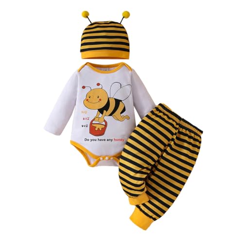 Asudaro Baby 3-teiliges Kleidungsset Insekten-Bienen-Kostüm-Set Langarm-Strampler Gestreifte Hose und Bienenmütze Set Overall Cosplay Asudaro Baby 3-teiliges Kleidungsset Insekten-Bienen-Kostüm-Set Langarm-Strampler Gestreifte Hose und Bienenmütze Set Overall Cosplay von Asudaro