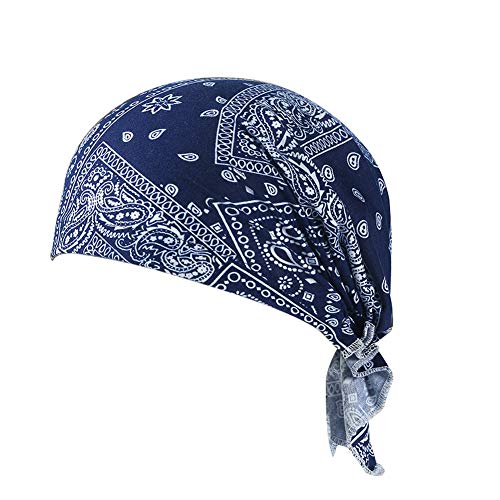 Asudaro Bandana Cap Sommermütze Atmungsaktive Schädelkappe unter Helm UV Schutz Stirnband Piratenhut Fahrradmütze Sport Kopfbedeckung Kopftuch Radfahren Mütze Herren DamenBlau von Asudaro