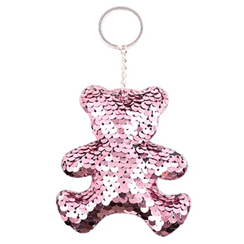 Asudaro Bling Tier Schlüsselanhänger, Personalisierte Doppelseitige Pailletten niedlicher Bär Teddybär Metall Autoschlüssel Ring Anhänger Charms für Innendekor Schlafzimmer Wohnzimmerdekoration Rosa von Asudaro