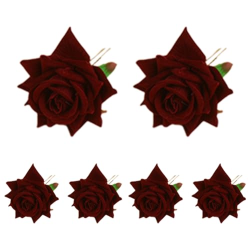 Asudaro Boho Blume Haarspangen Damen Rose Haarschmuck Strand Party Hochzeit Valentinstag Dekoration Blume Haarspangen Haarschmuck 6STK von Asudaro