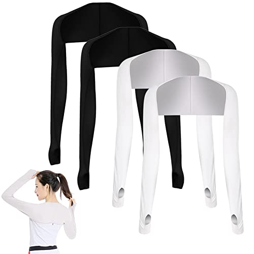 Asudaro Coole Schal-Ärmel, 4Stück UV-Schutz Bolero Schal-Arm-Ärmel Kühlender Schal Armmanschetten Löcher Damen Sonnenschutz Schal Armstulpen Finger Shrug Arm-Ärmel Cooler Shrug Armmanschette Typ 12 von Asudaro