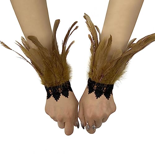 Asudaro Damen Kostüme Manschetten, Frauen Feder Handgelenk Manschetten Gothic Feder Manschette Spitze Fingerlose Vintage Feder Lange Handschuhe Armbänder Karneval Kostüm Accessoire Typ 19 Asudaro Damen Kostüme Manschetten, Frauen Feder Handgelenk Manschetten Gothic Feder Manschette Spitze Fingerlose Vintage Feder Lange Handschuhe Armbänder Karneval Kostüm Accessoire Typ 19 von Asudaro