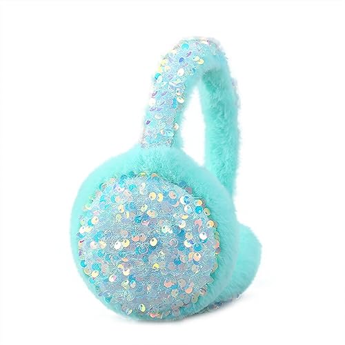 Asudaro Damen Pailletten Ohrenschützer, Weich Niedlich Plüsch Ohrabdeckungen Damen Und Mädchen Winddicht Winter Warme Ohrenschützer Glitzernde Warme Ohrenschützer Damen Pailletten Ohrenschützer Cyan von Asudaro