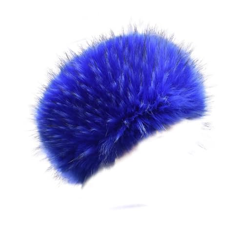 Asudaro Damen Pelzmütze, Fellmütze Pelzmütze Damen mütze Wintermütze Faux Fuchs Pompom Pelz Warm Weich Stirnband Hut Kopfbedeckung Plüsch Samtkappe Königsblau von Asudaro