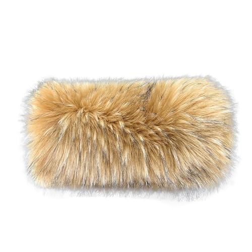 Asudaro Damen Pulswärmer Kunstfell Fellstulpen Fell Manschette Handschuhe Faux Pelz Armstulpen Flauschiger Handwärmer Handmuffen Armwärmer Für Frauen Winter Alltag Mode Party Festival Gelb Schwarz von Asudaro