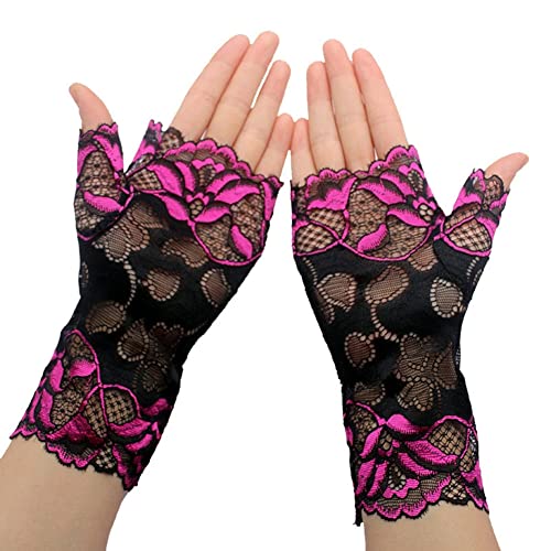 Asudaro Damen Spitzenhandschuhe, 1 Paar Fingerlos Spitzen Handschuhe Sonnenschutzhandschuhe Damen Blumen Spitzenhandschuhe Kurze Braut Handschuhe für Hochzeitsfeier Kostümzubehör,typ 5 von Asudaro