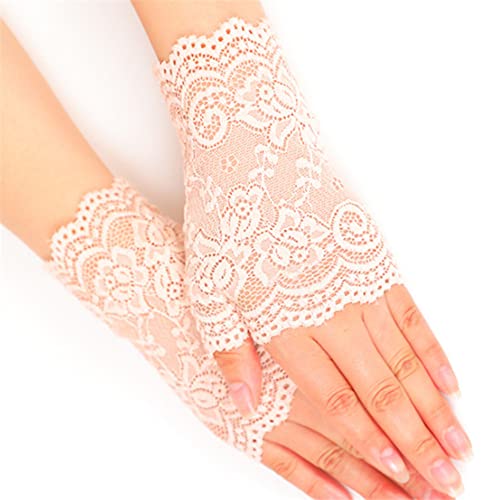 Asudaro Damen Spitzenhandschuhe, 1 Paar Fingerlos Spitzen Handschuhe Sonnenschutzhandschuhe Damen Blumen Spitzenhandschuhe Kurze Braut Handschuhe für Hochzeitsfeier Kostümzubehör,typ 7 von Asudaro