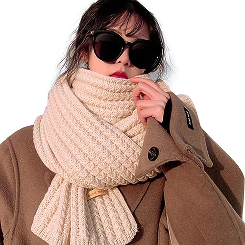 Asudaro Damen Strickschal, Winter Gestrickter Wollschal 190 Cm X 35 Cm Dicker Gestrickter Warmer Winter Schal Merino Kaschmir Strickschal Damen/Herren Für Outdoor-Skifahren,Radfahren Und Bergsteigen von Asudaro