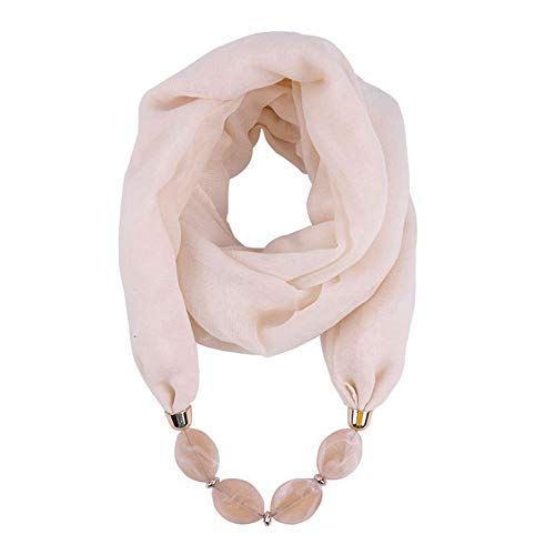 Asudaro Damen Tücher Halskette Modeschmuck Anhänger Schals Sonnenschutz Jahrgang böhmischen Stil Kette Quasten Schal Halskette Halstücher Bekleidung Elegante Schal Wrap Pashminas 180 x 48CM Beige von Asudaro