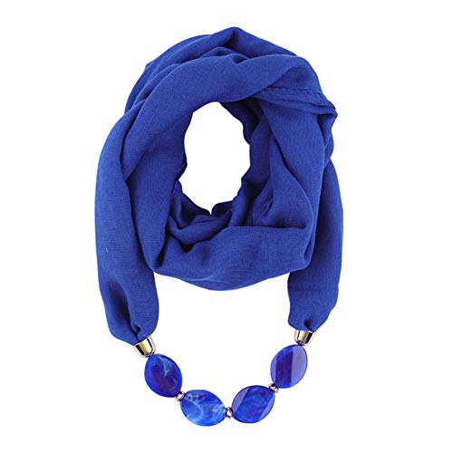 Asudaro Damen Tücher Halskette Modeschmuck Anhänger Schals Sonnenschutz Jahrgang böhmischen Stil Kette Quasten Schal Halskette Halstücher Bekleidung Elegante Schal Wrap Pashminas 180 x 48CM Blau von Asudaro