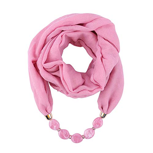 Asudaro Damen Tücher Halskette Modeschmuck Anhänger Schals Sonnenschutz Jahrgang böhmischen Stil Kette Quasten Schal Halskette Halstücher Bekleidung Elegante Schal Wrap Pashminas 180 x 48CM Rosa von Asudaro