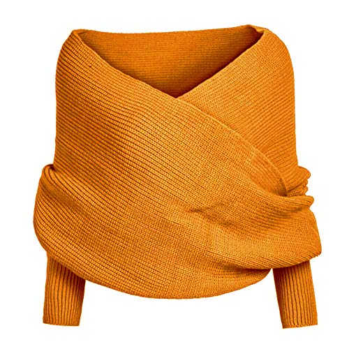 Asudaro Elegante Winter Warm Gestrickt Schals Umhang Einfarbig Wrap Schal Shawl Cape Strickschals Cape Schal Stola mit Ärmel für Frauen und Männer von Asudaro