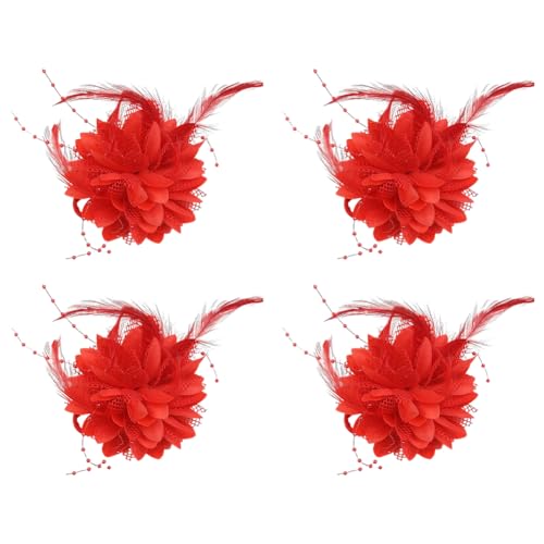 Asudaro Feder Blume Haarspange Blume Feder Kopfschmuck Brosche Pin Zubehör 1920er Jahre Damen Feder Kopfstück Accessoires Valentinstag Ostern Tiara Kopfbedeckung Kopfschmuck Blume Feder Clip 4STK von Asudaro
