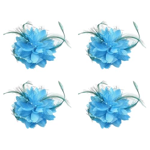 Asudaro Feder Blume Haarspange Blume Feder Kopfschmuck Brosche Pin Zubehör 1920er Jahre Damen Feder Kopfstück Accessoires Valentinstag Ostern Tiara Kopfbedeckung Kopfschmuck Blume Feder Clip 4STK von Asudaro
