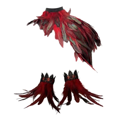 Asudaro Federkragen Gothic Federschal Poncho Kostüm Feder Epaulet Shrug Kragen Halskette Feder Manschetten Feder Slap Armbänder für Foto Requisite Cosplay Party Kleidung Typ 2 Asudaro Federkragen Gothic Federschal Poncho Kostüm Feder Epaulet Shrug Kragen Halskette Feder Manschetten Feder Slap Armbänder für Foto Requisite Cosplay Party Kleidung Typ 2 von Asudaro