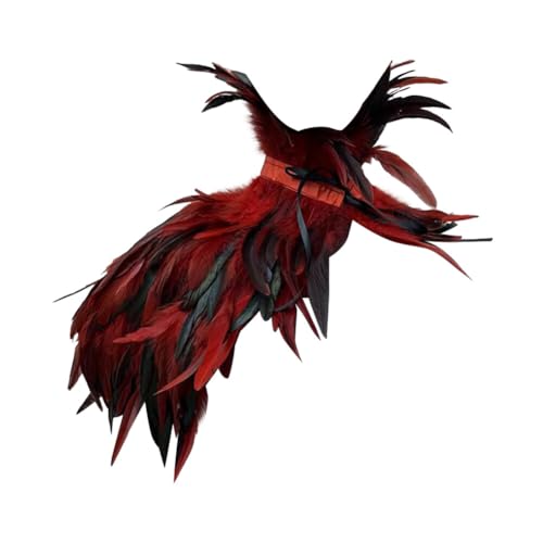Asudaro Federumhang, Federkragen Damen Gothic Feder Umhang Cape Federschmuck Feather Shrug Halskette Kragen Mantel Gothic Steampunk Feather Shawl DIY Deko Fransen Feder Schal Kleidung Zubehör #2 Typ 9 von Asudaro