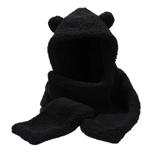 Asudaro Flauschige Beanie-Mützen für den Winter2-in-1süße Ohrenmütze mit Schaldicke warme Plüschmütze mit TierohrenSherpa-Mütze für Damen und Herren von Asudaro