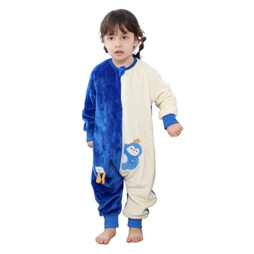 Asudaro Flauschiger Overall für Kinder 80/90/100/110/120/130 cm Flanell-Schlafsack Kleinkind Cartoon-Tier Langarm-Schlafanzug mit Reißverschluss von Asudaro