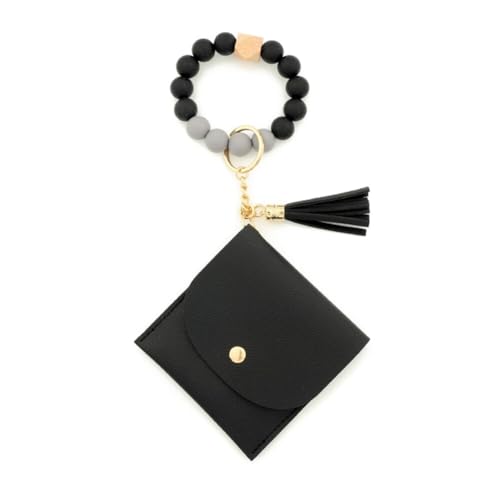 Asudaro Frauen Handgelenk Schlüssel Brieftasche elastisch Perlen Schlüsselanhänger Armband mit Brieftasche Silikon Schlüsselhalter Kreditkarten Münze Geldbörse Kartenetui Mini Geldbörse Typ 1 von Asudaro