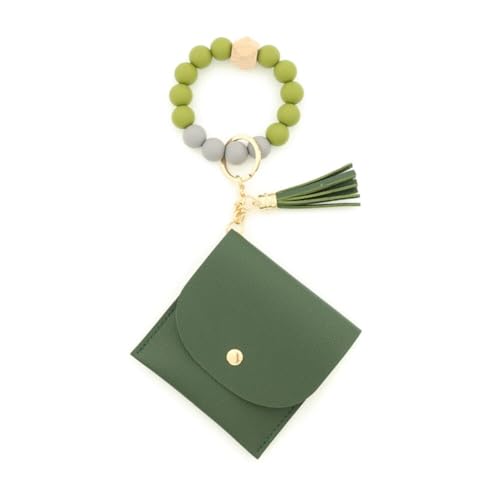 Asudaro Frauen Handgelenk Schlüssel Brieftasche elastisch Perlen Schlüsselanhänger Armband mit Brieftasche Silikon Schlüsselhalter Kreditkarten Münze Geldbörse Kartenetui Mini Geldbörse Typ 5 von Asudaro