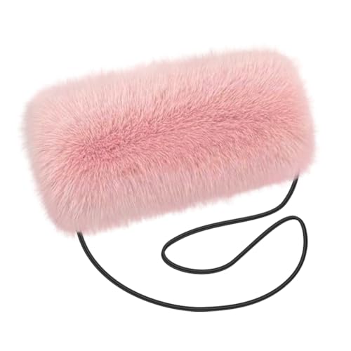 Asudaro Handmuff, Kunstpelz Hand Muffs,Design Handwärmer Kunstpelz Handmuff Winter Plüsch Handwärmer,Armwärmer Kunstpelz Handmuff Praktischer Handwärmer für Frauen Männer Kinder(dunkelrosa) von Asudaro