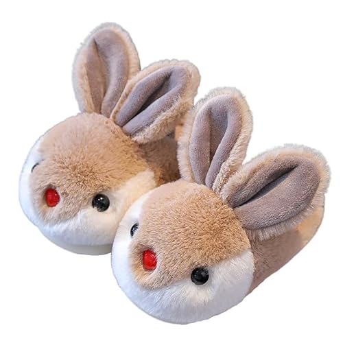 Asudaro Hausschuhe Kaninchen, Kinder Hase-Pantoffeln - Kuschelig Plüsch Hausschuhe Tiere süße Winter-Hausschuhe rutschfest für Schlafzimmer Winnter,32-33 yards 20CM Inner length without elastic band von Asudaro