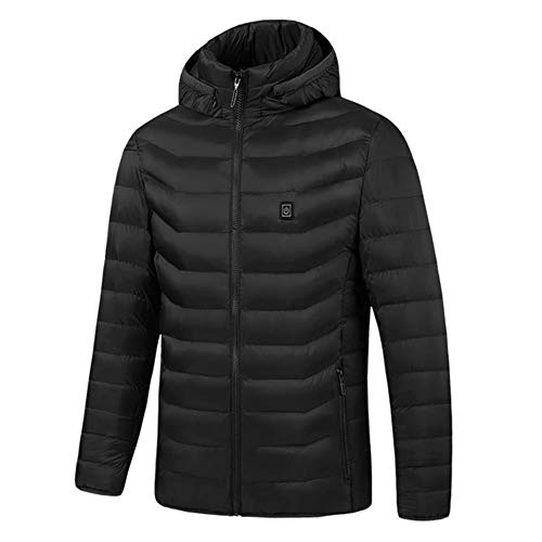 Asudaro Heizung Jacken, Heizjacke mit Akku Winddicht Warm Softshell Winterjacke Winter Mantel USB Heizung Baumwolle Jacken Elektrischer Heizung Hooded Warm Down Jacket für Herren und Damen,Schwarz L. von Asudaro