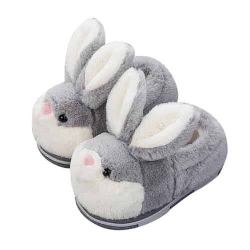 Asudaro Kinder Winter Warme Plüsch Hausschuhe - Damen Kaninchen Pantoffeln Slipper für Jungen Mädchen Erwachsene - Weich Plüsch - Grau von Asudaro